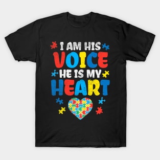 I Am His Voice He Is My Heart Autism Awareness Asl Sped T-Shirt